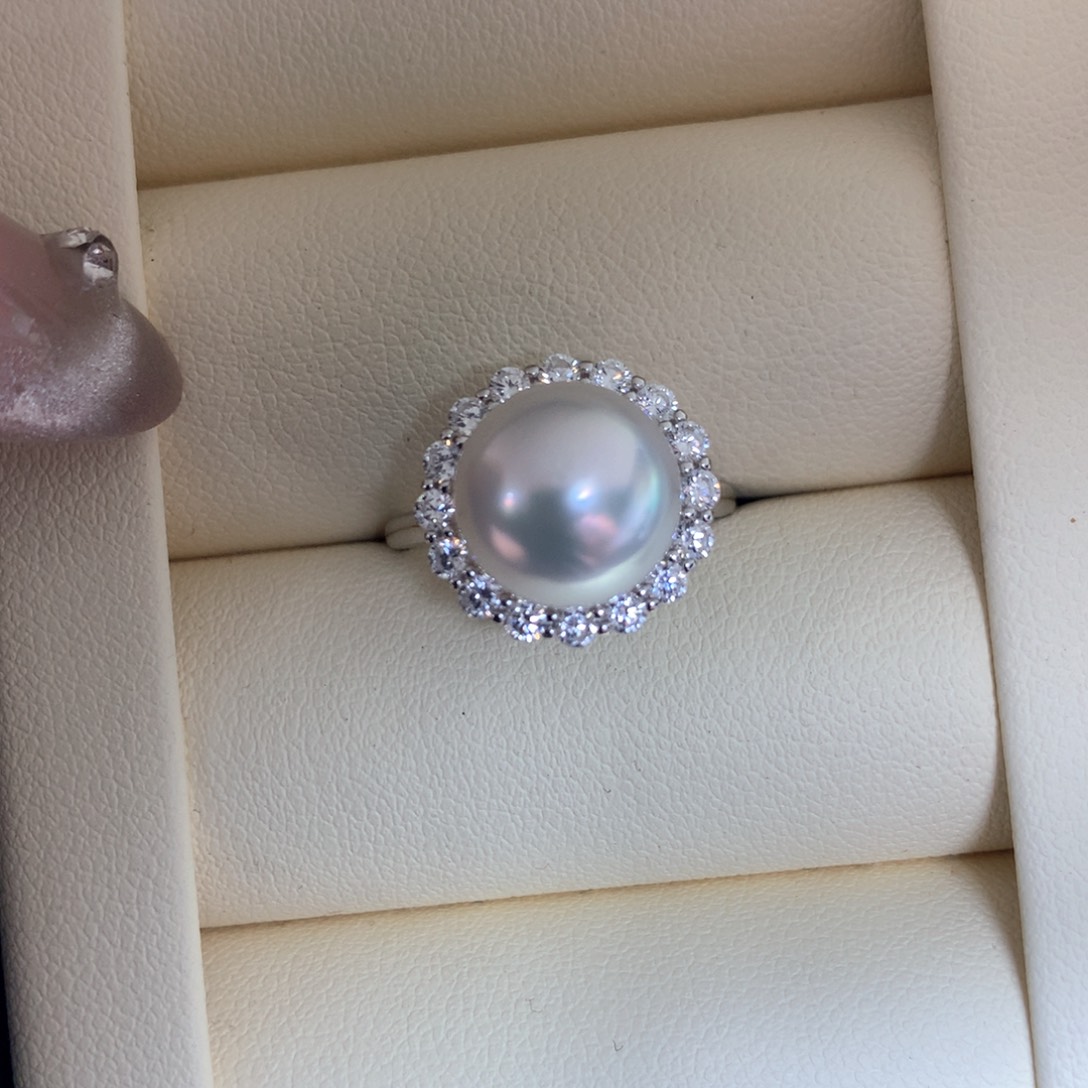 海水珍珠戒指银S925镶嵌