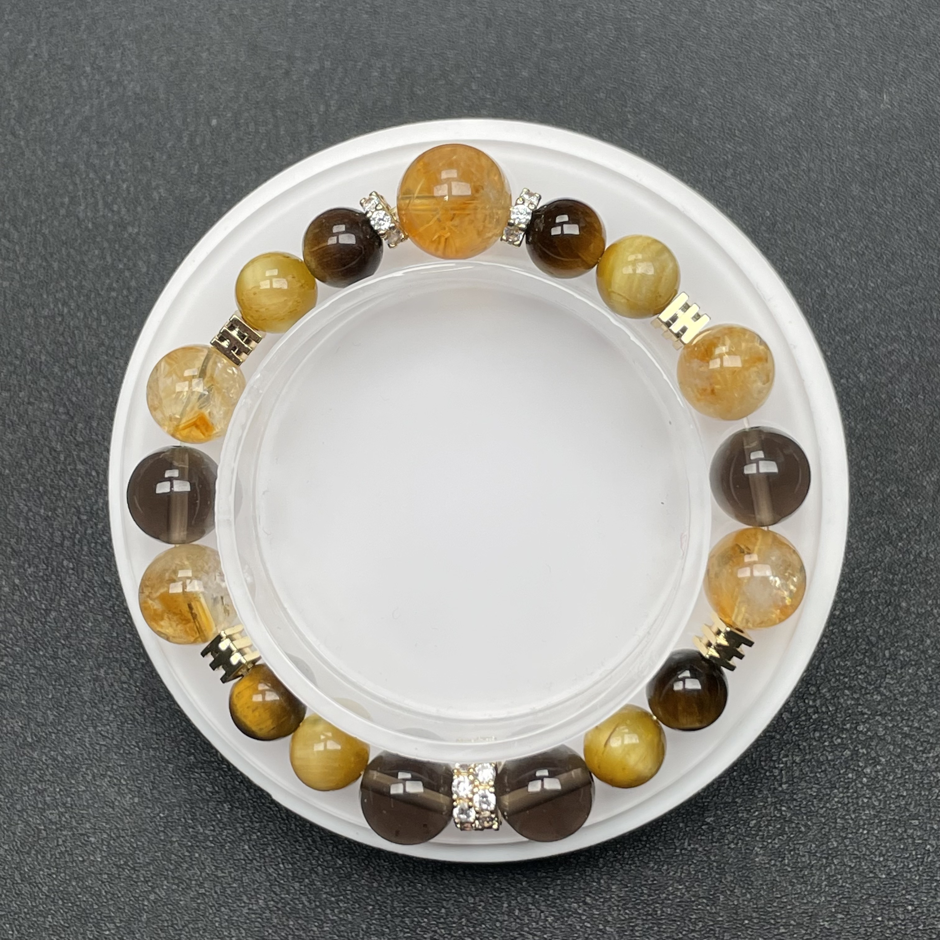 天然茶晶黄塔晶金虎眼石设计款 8-11m