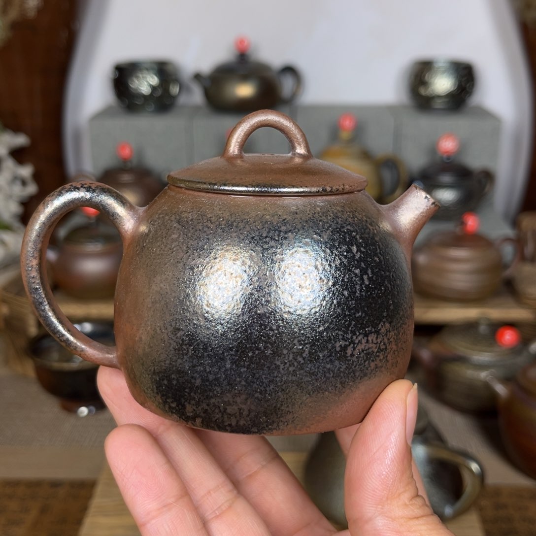 壶小*族建水紫陶紫泥柴烧