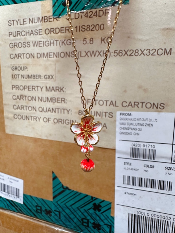 铜合金珐琅项链 甜美花朵苹果项链百搭首饰配饰圣诞锁骨链饰品