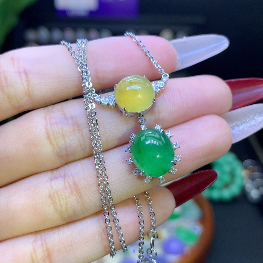 翡翠颈饰18K金镶嵌天然