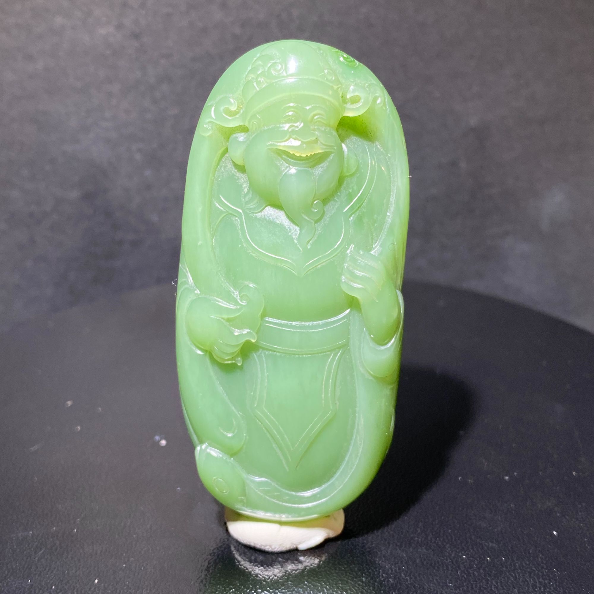 和田玉碧玉财神手把件