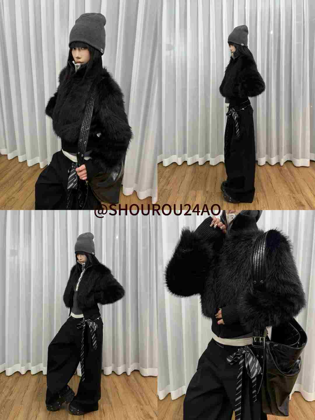 人造皮草 【24Always Online】拽姐风设计立领收腰显瘦短外套女8113