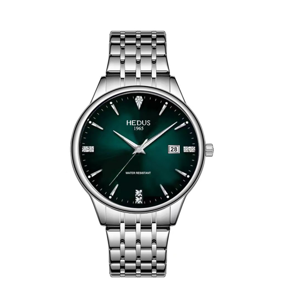 【12号】亨达时/HEDUS防水简约单日历 俊雅系列海王绿 男款腕表-夏