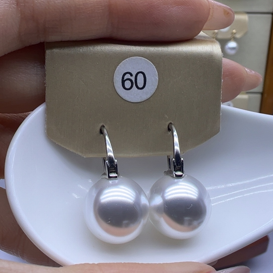 耳饰银S925镶嵌淡水珍珠
