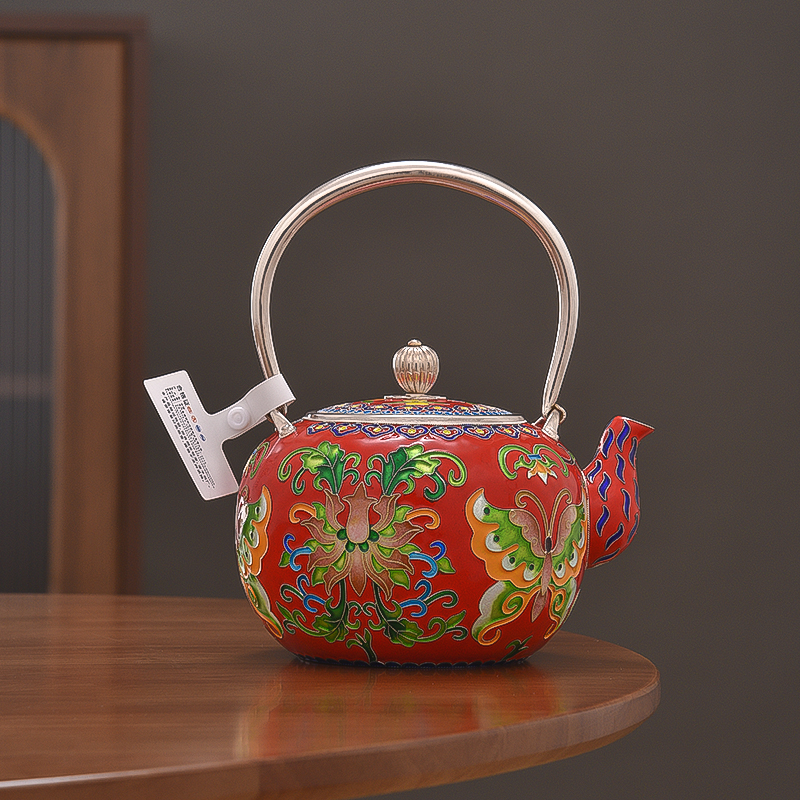 银器时代足银花丝景泰蓝珐琅彩家用银茶具银茶壶