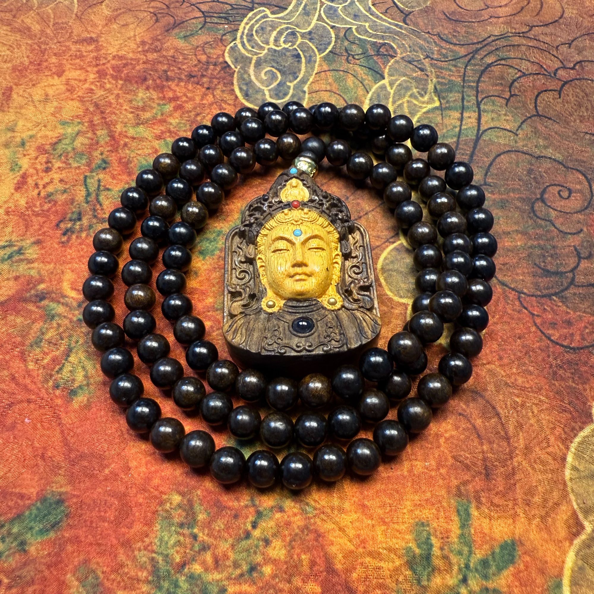 A128小叶紫檀108颗带佛牌-无礼盒