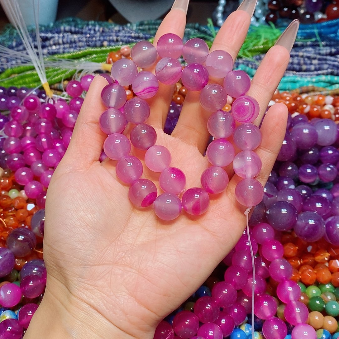 玛瑙/玉髓配珠荔枝冻紫玛瑙溏心14mm一条