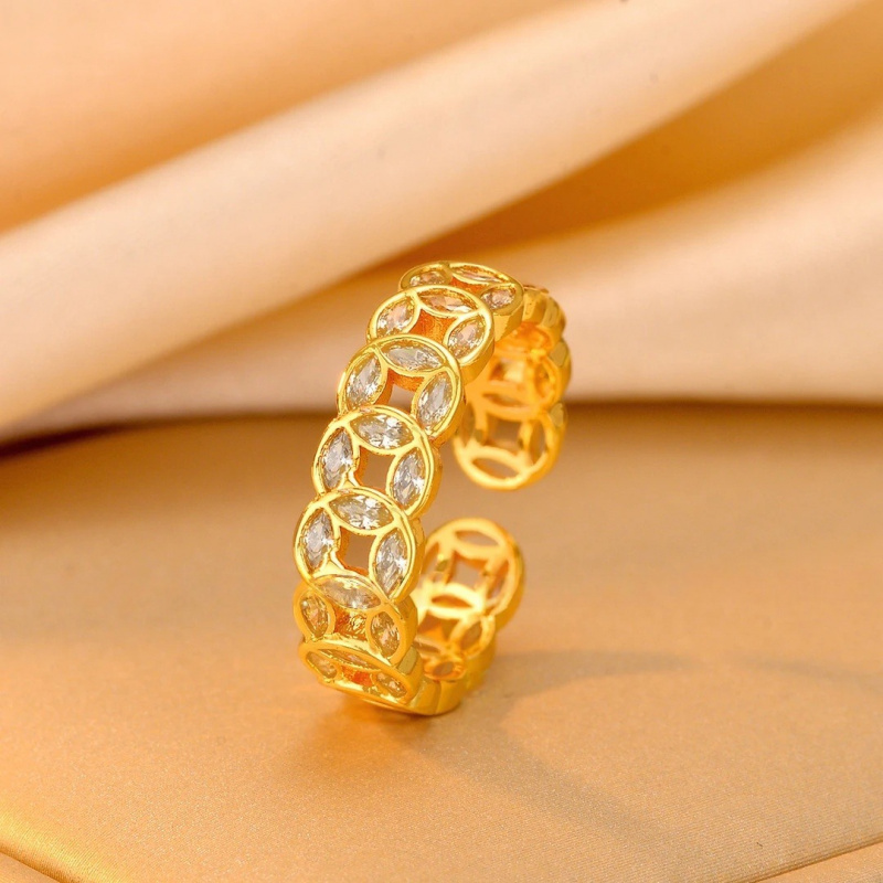 【粉丝专属】钱多多钱串子带闪铜钱戒指女气质百搭开口可调节新款