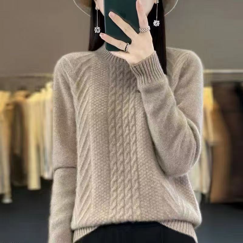 重磅加厚半高领毛衣宽松加厚针织衫打底衫上衣冬款长袖针织衫