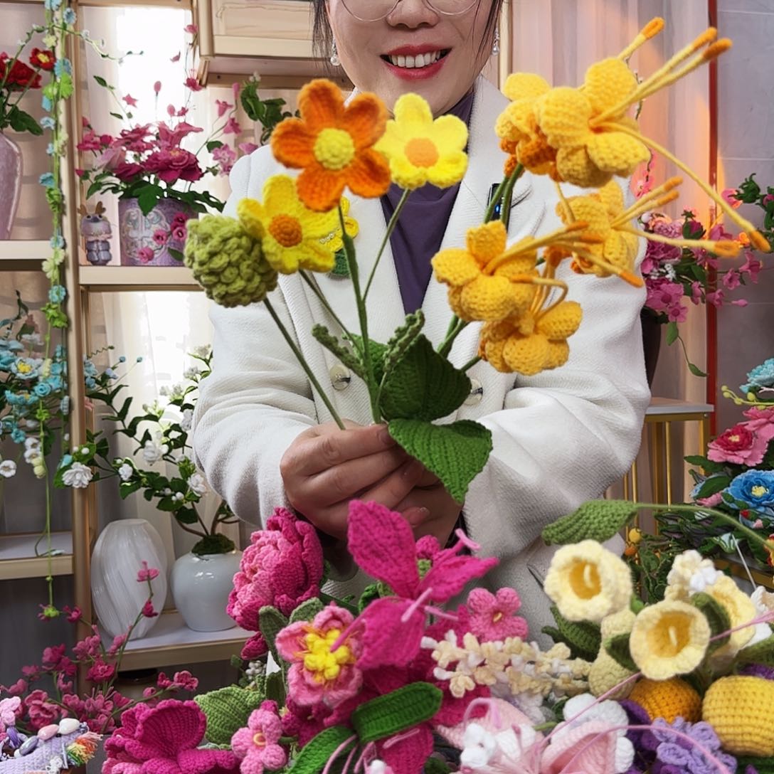 纯手工钩织钩织花束