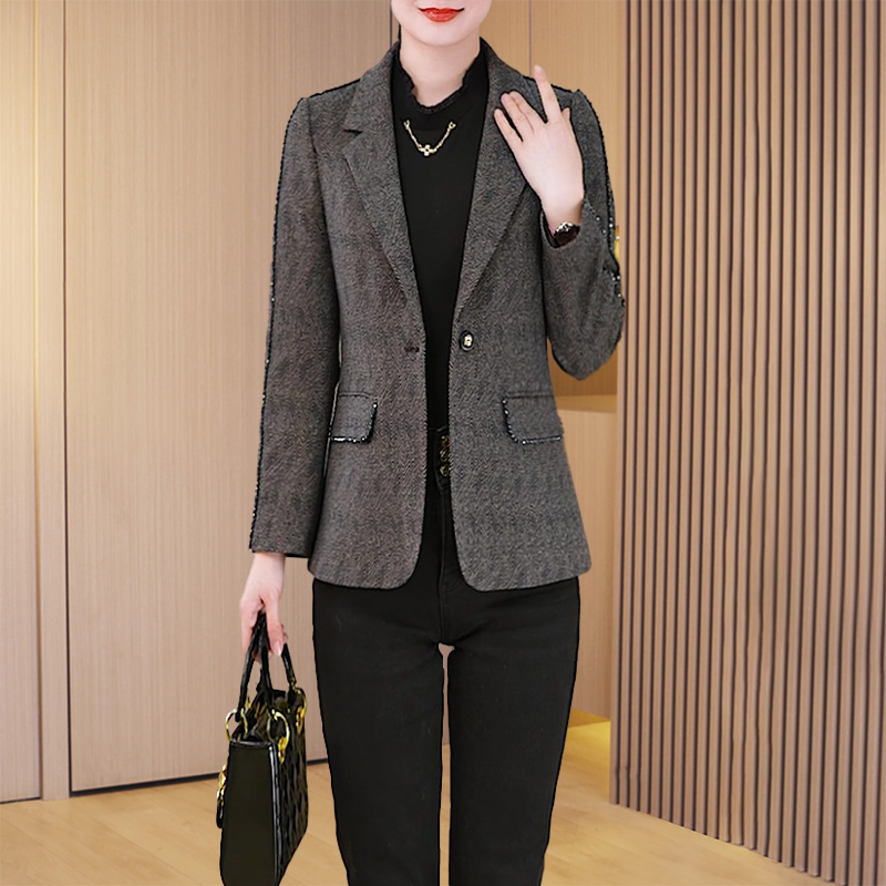 优雅新款气质时尚大气减龄休闲收腰显瘦短外套24201-XB
