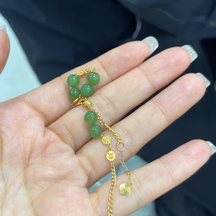 和田玉18K金镶嵌手链