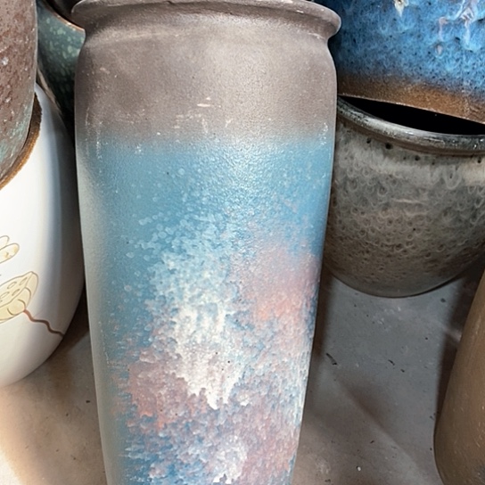 紫砂花盆口20高度45灰尘蓝黑