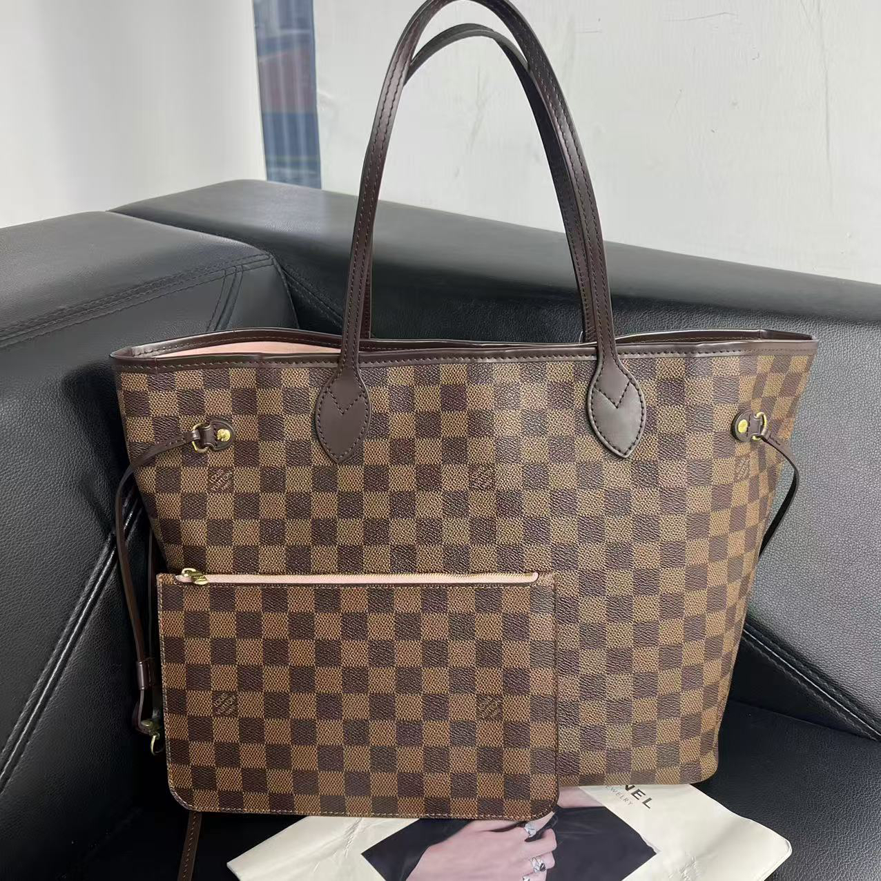 95新 LouisVuitton/路易威登 捐金沉珠/棋盘格中号neverfull