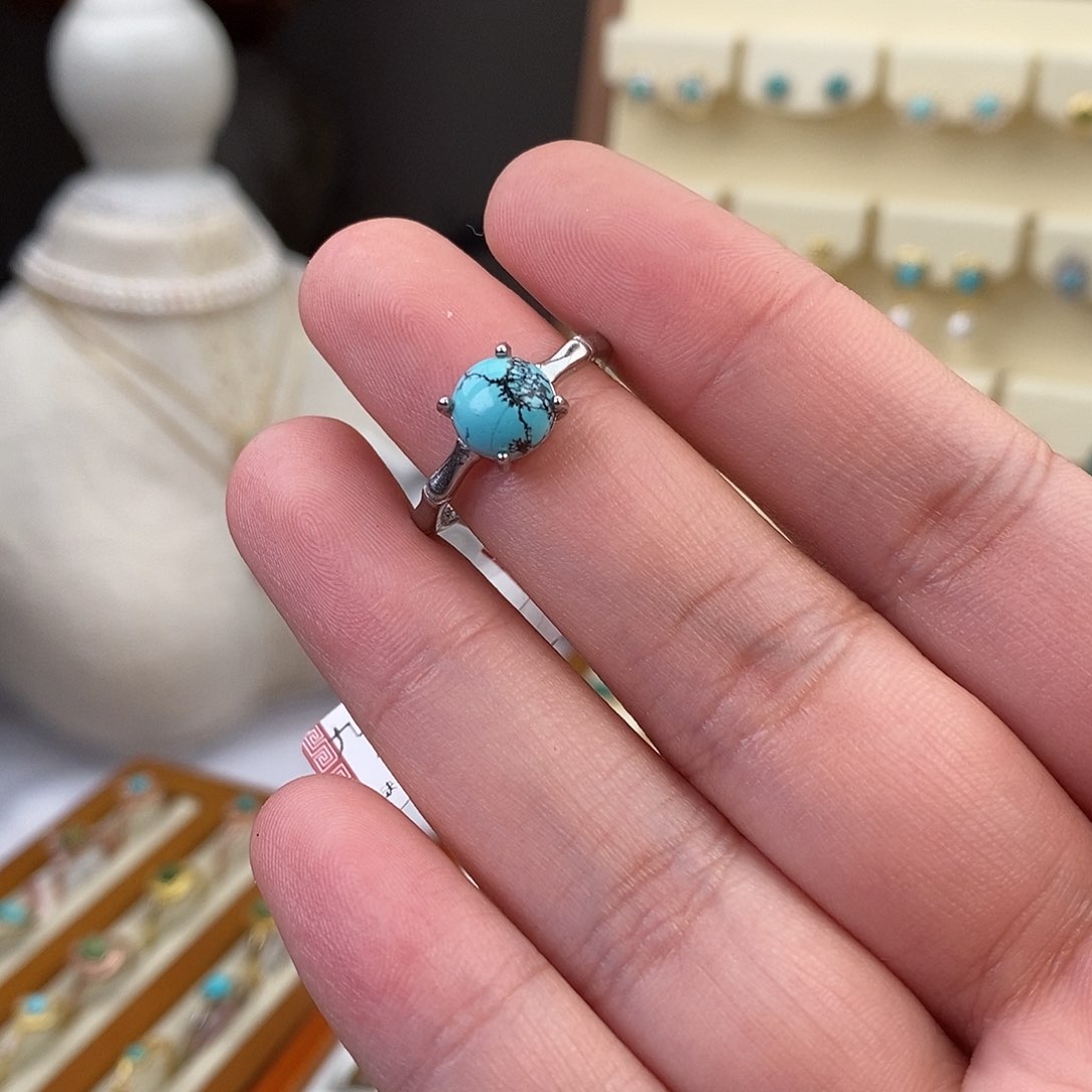 绿松石戒指银S925镶嵌