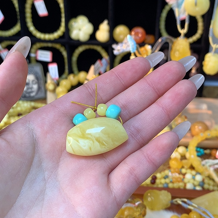 蜜蜡手链未镶嵌双*彬蜜蜡吊坠项链