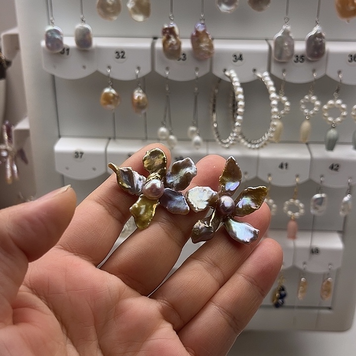 耳饰淡水珍珠银S925镶嵌