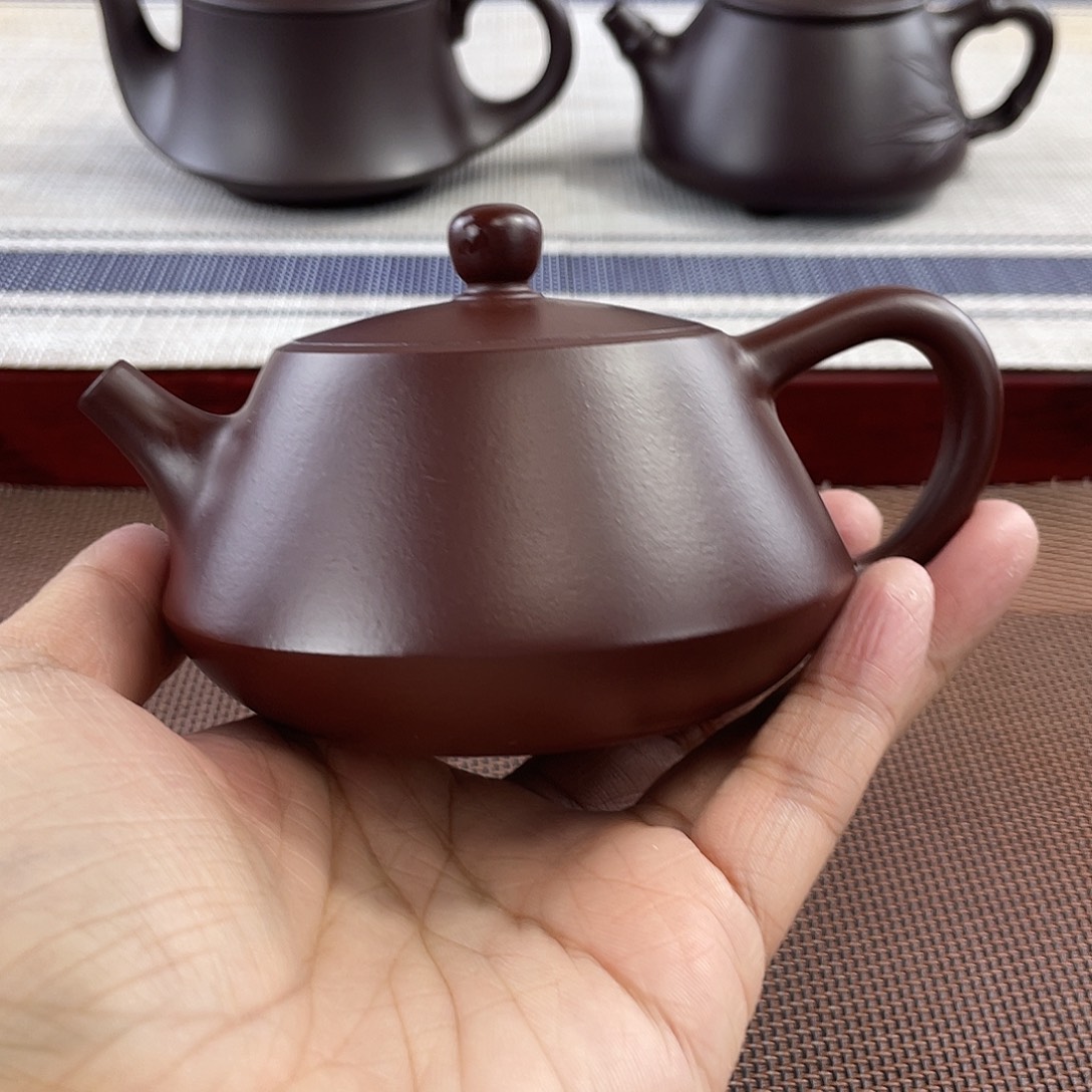 紫砂壶原矿紫泥柱瓢器型