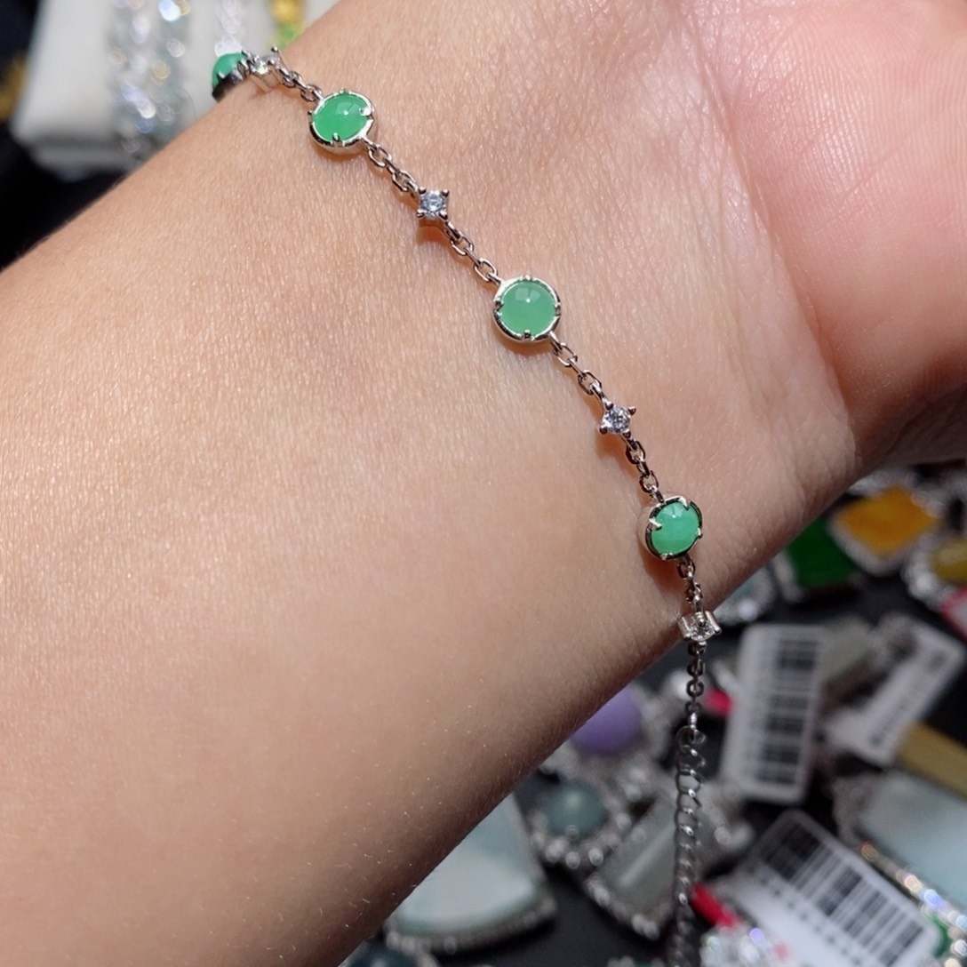 翡翠手链银S925镶嵌jjj jjj