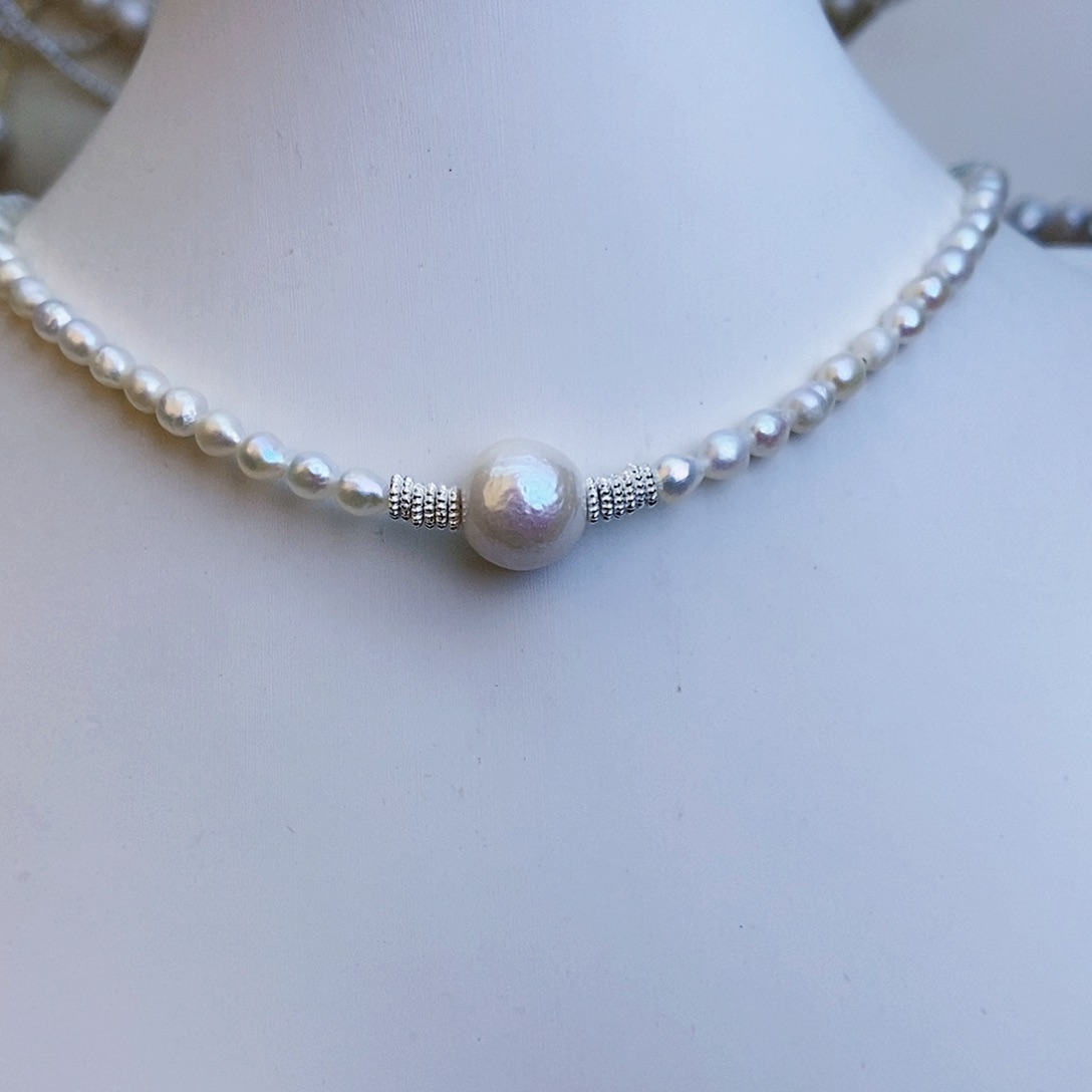 淡水珍珠颈饰银S925镶嵌