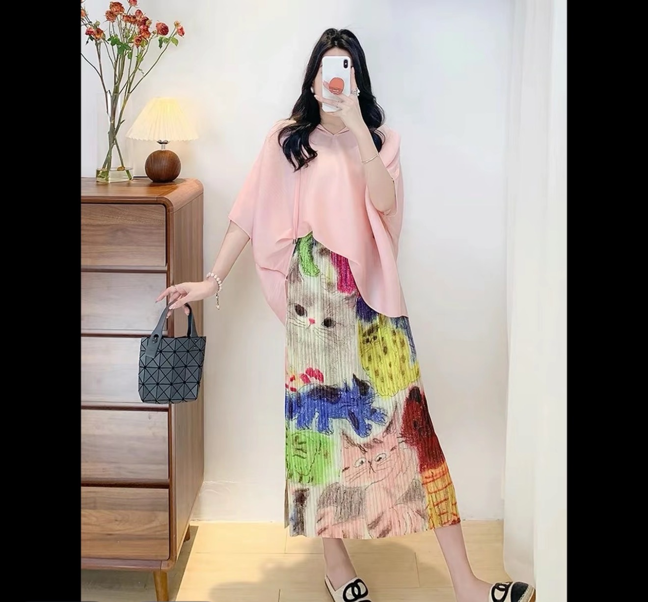 3078# 粉调 半身裙休闲百搭夏季蓝色减龄宽松显瘦气质时尚中长款