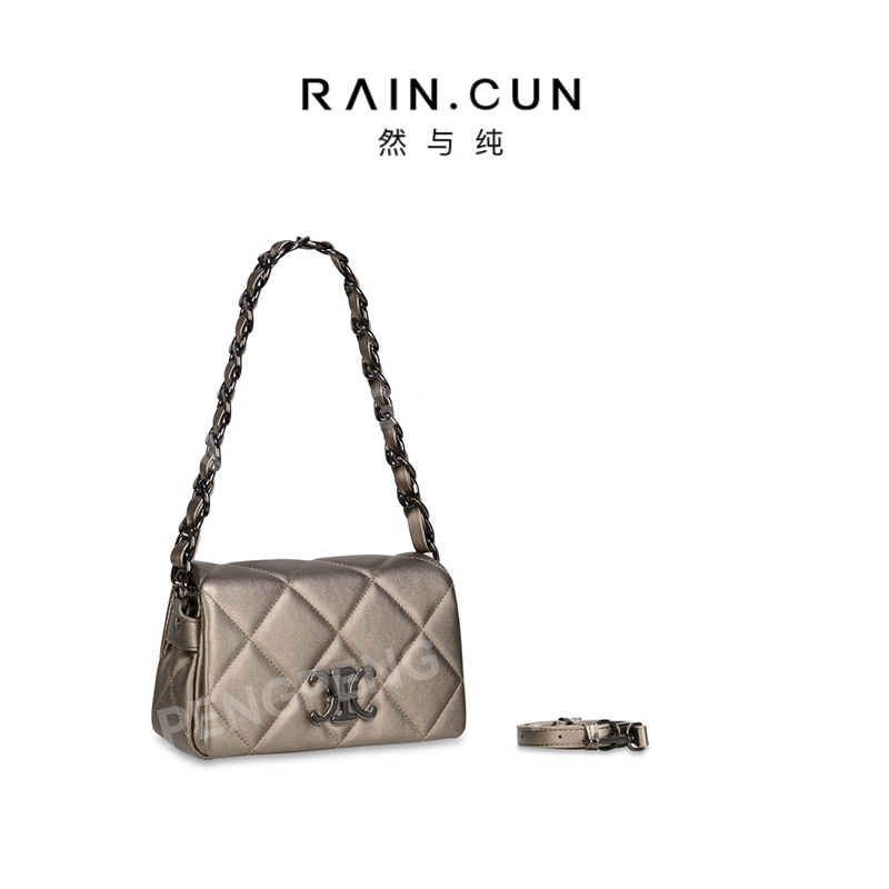 RAIN.CUN GQ-8950-香槟金 轻奢女士时尚通勤小众百搭斜挎包