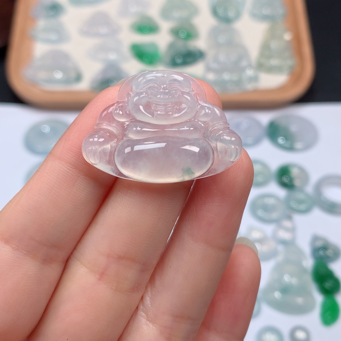 翡翠颈饰未镶嵌冰种飘花平安扣