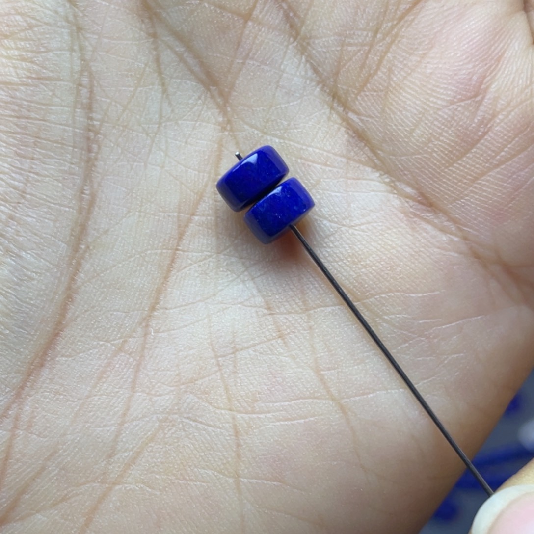 青金石未镶嵌7×4mm直切药片对珠配饰