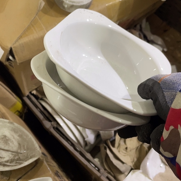 瓷片国营二厂强化瓷四角碗一对 口径14.5厘米