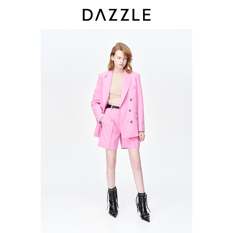 【赵老板专属】DAZZLE地素粉色简约休闲西装短裤休闲裤女2H1Q115