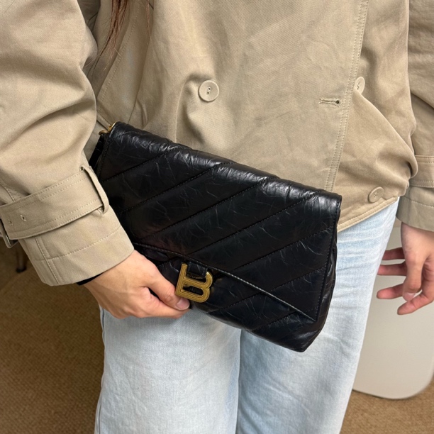 95新 Balenciaga/巴黎世家 爆裂纹沙漏手拿包可改造