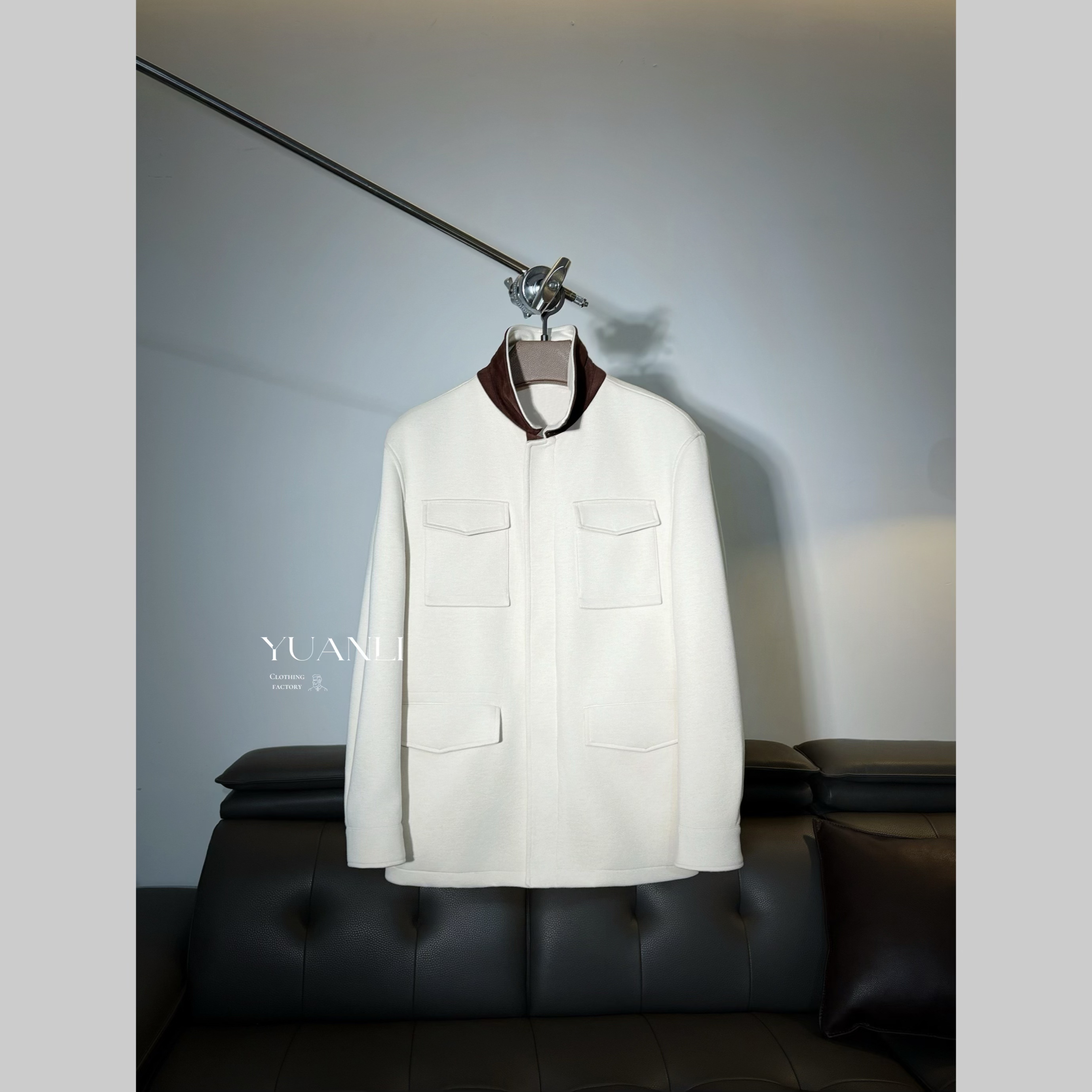 【61058-IMK】高奢男装 2025秋冬新款 男士醋酸羊毛气质猎装夹克