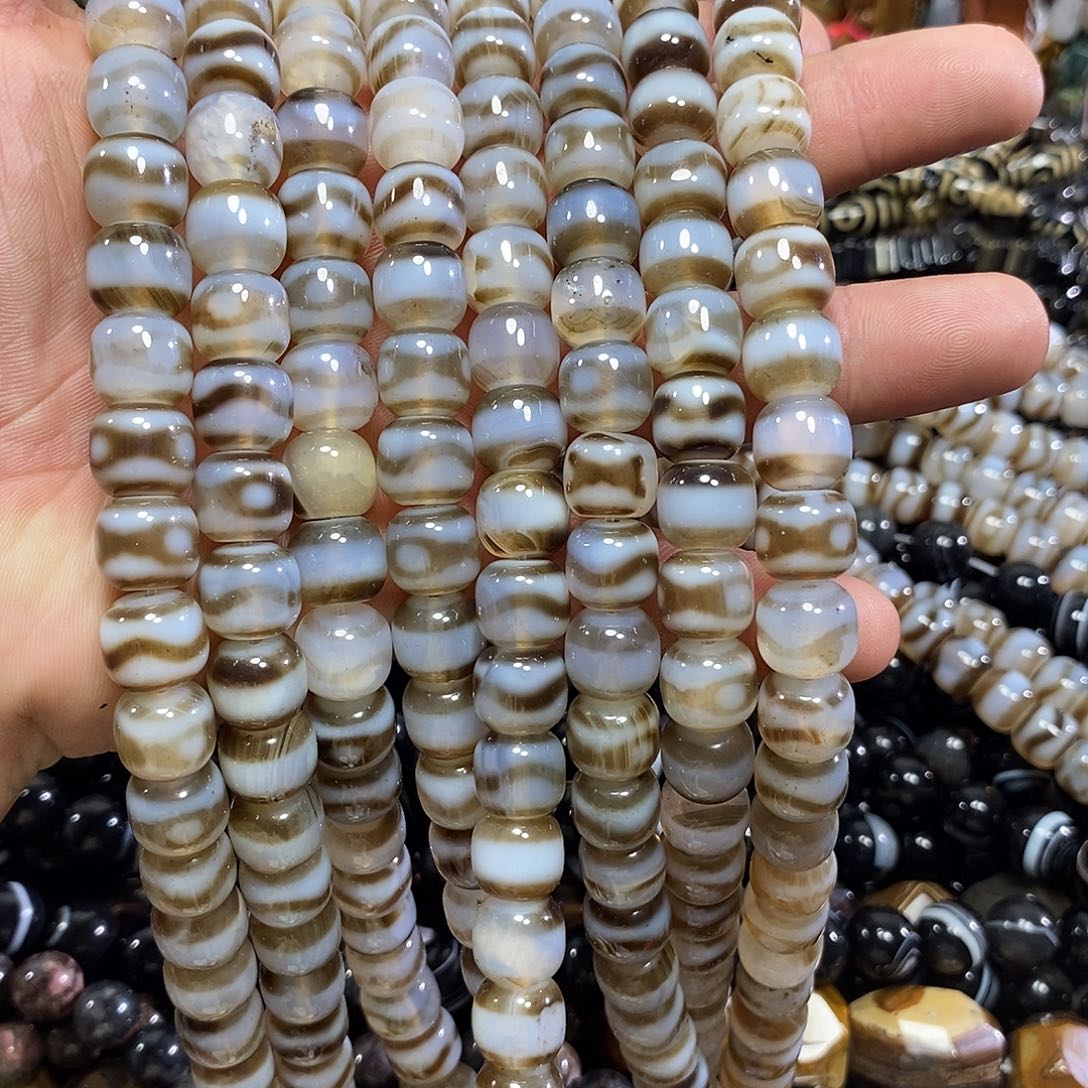 玛瑙/玉髓未镶嵌珠宝半成品虎牙天珠卡12mm