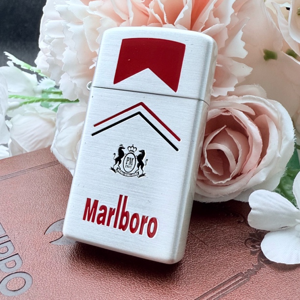 Zippo打火机包银纤巧窄机万宝路DYJ1