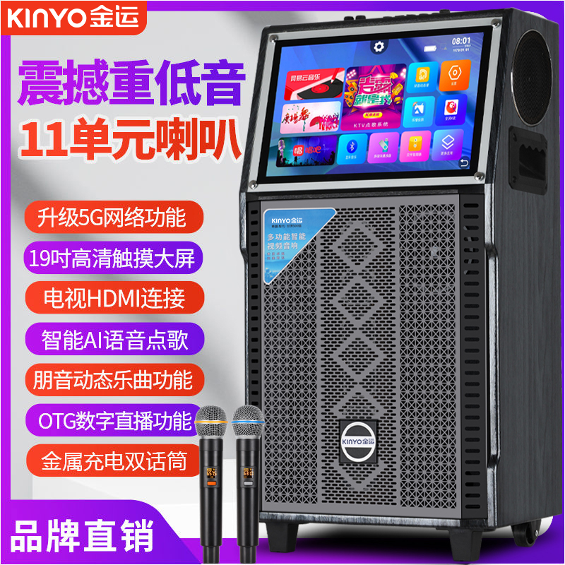 金运P10户外音响设备拉杆音响大功率19寸大屏幕广场舞音箱