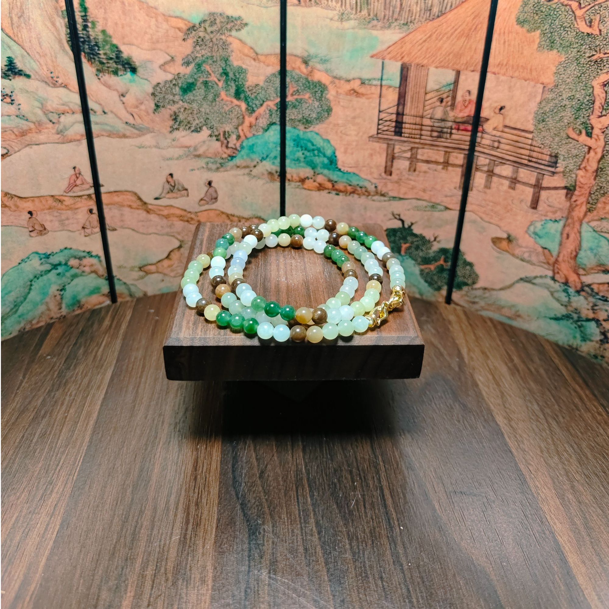 N和田玉多宝圆珠项链1794