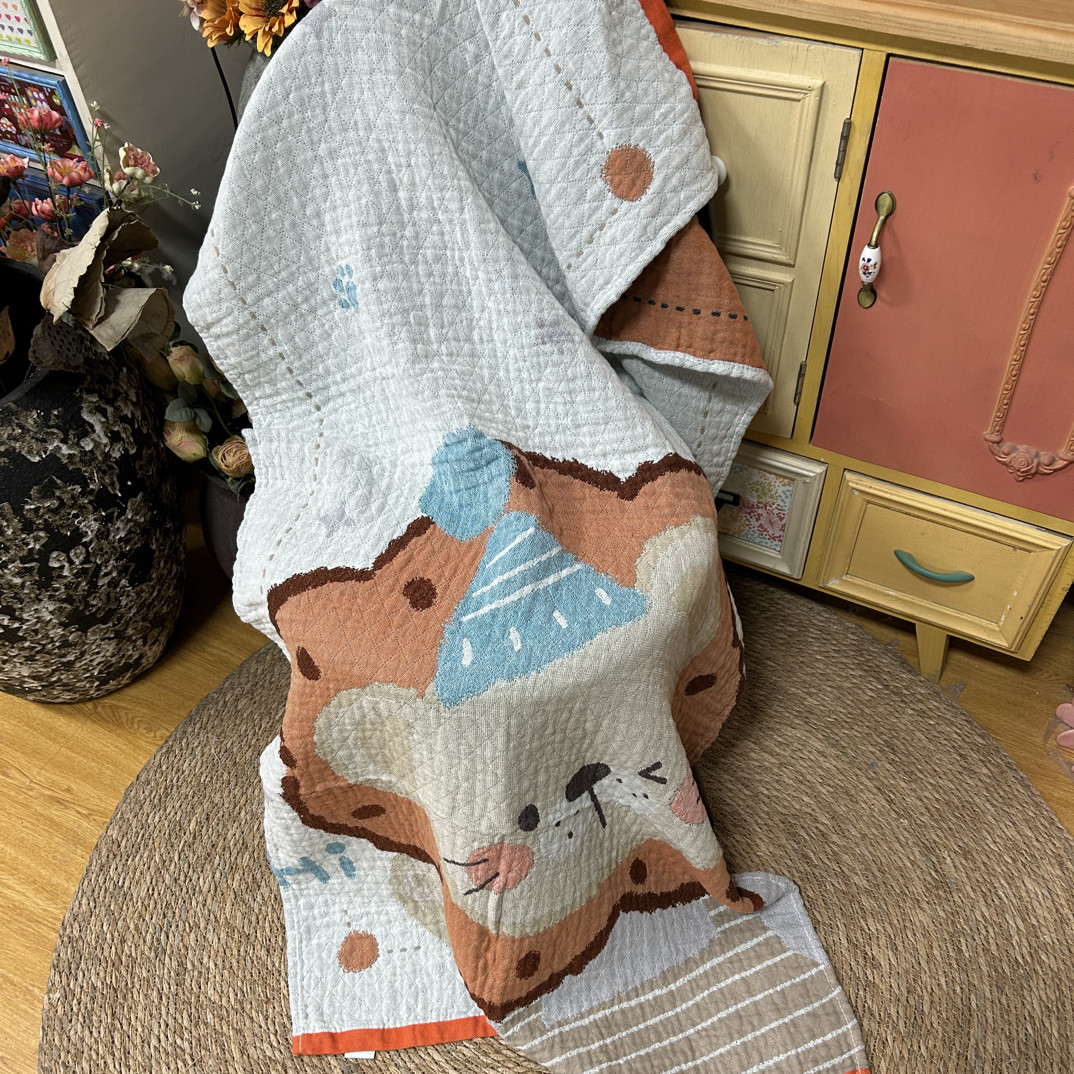 纯棉四层纱布卡通浴巾70*160微瑕～F90