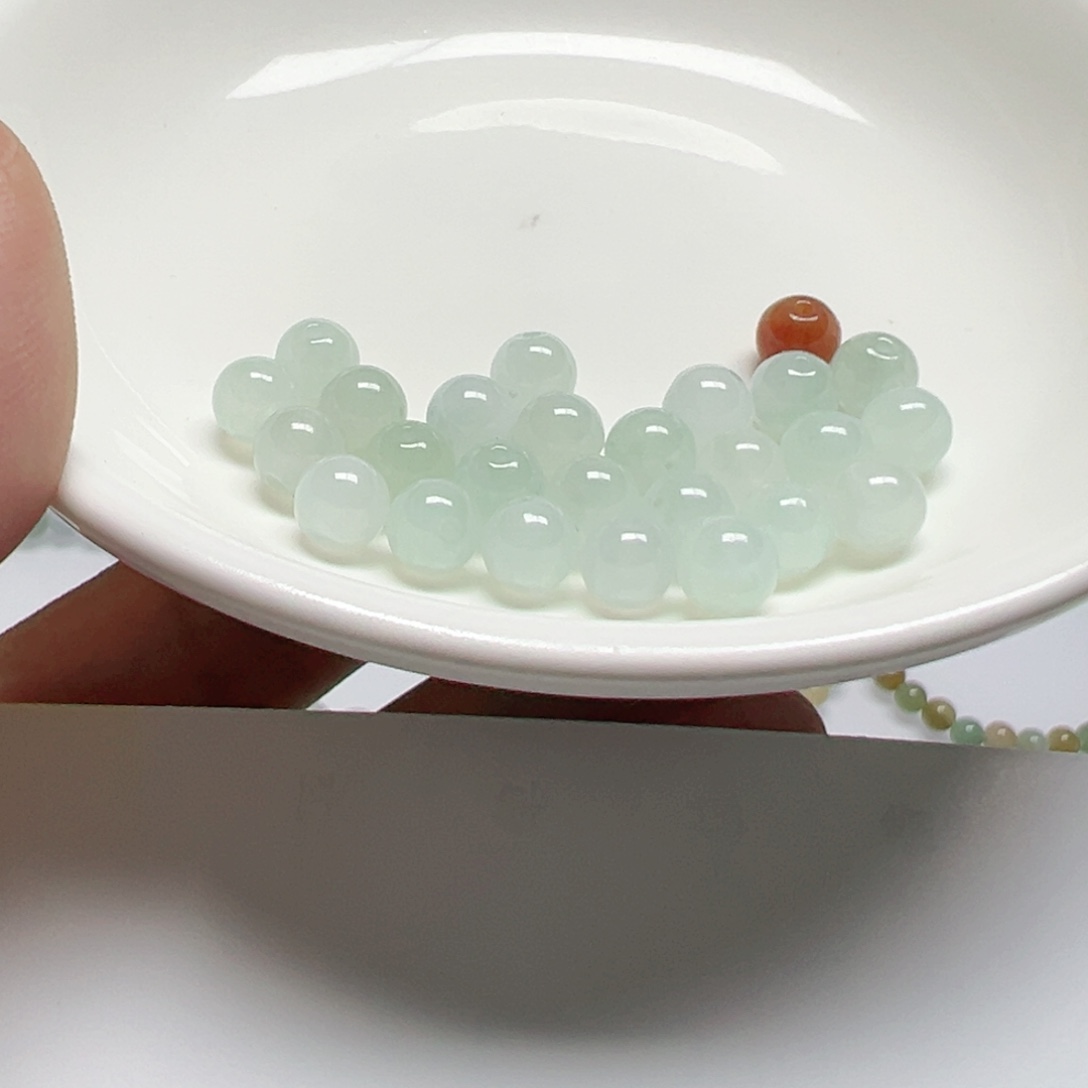 散珠翡翠垂**青纯天然缅甸翡翠A货卡6.3，26颗