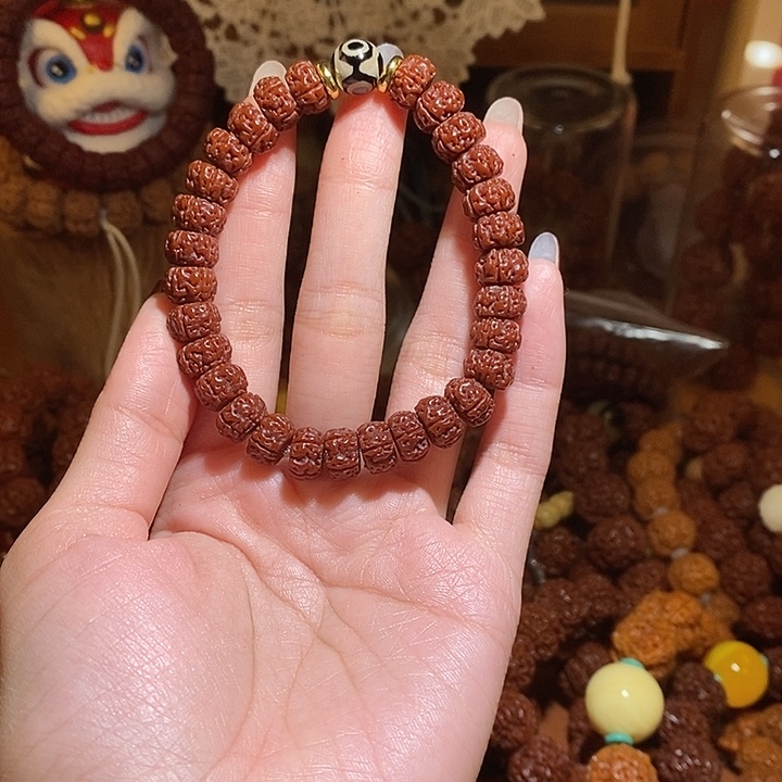 吊坠金刚菩提105玉华黑金藏切单圈白珠