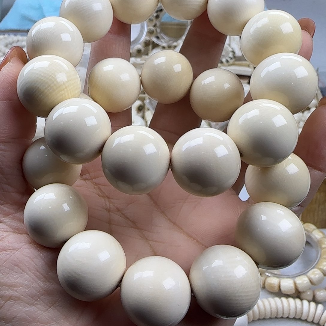 其他猛犸象牙麦****涯天然猛犸牙圆珠手串