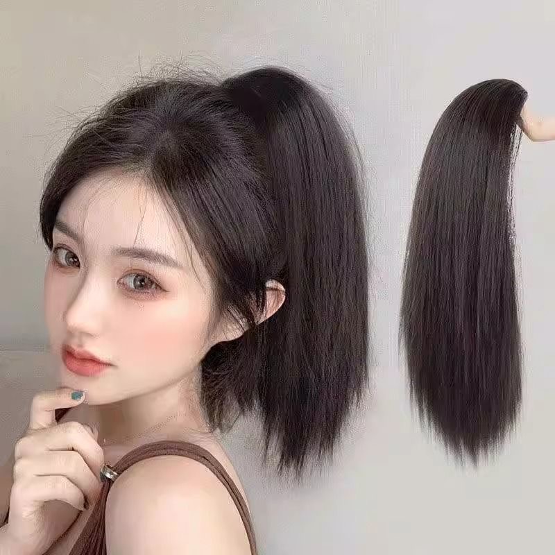 芊丝蓬松女短发短直发马尾抓夹式仿真假发短款抓夹自然马尾蓬松