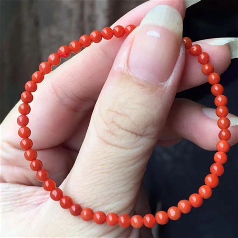 特价近满红南红4mm左右手串圆珠手链