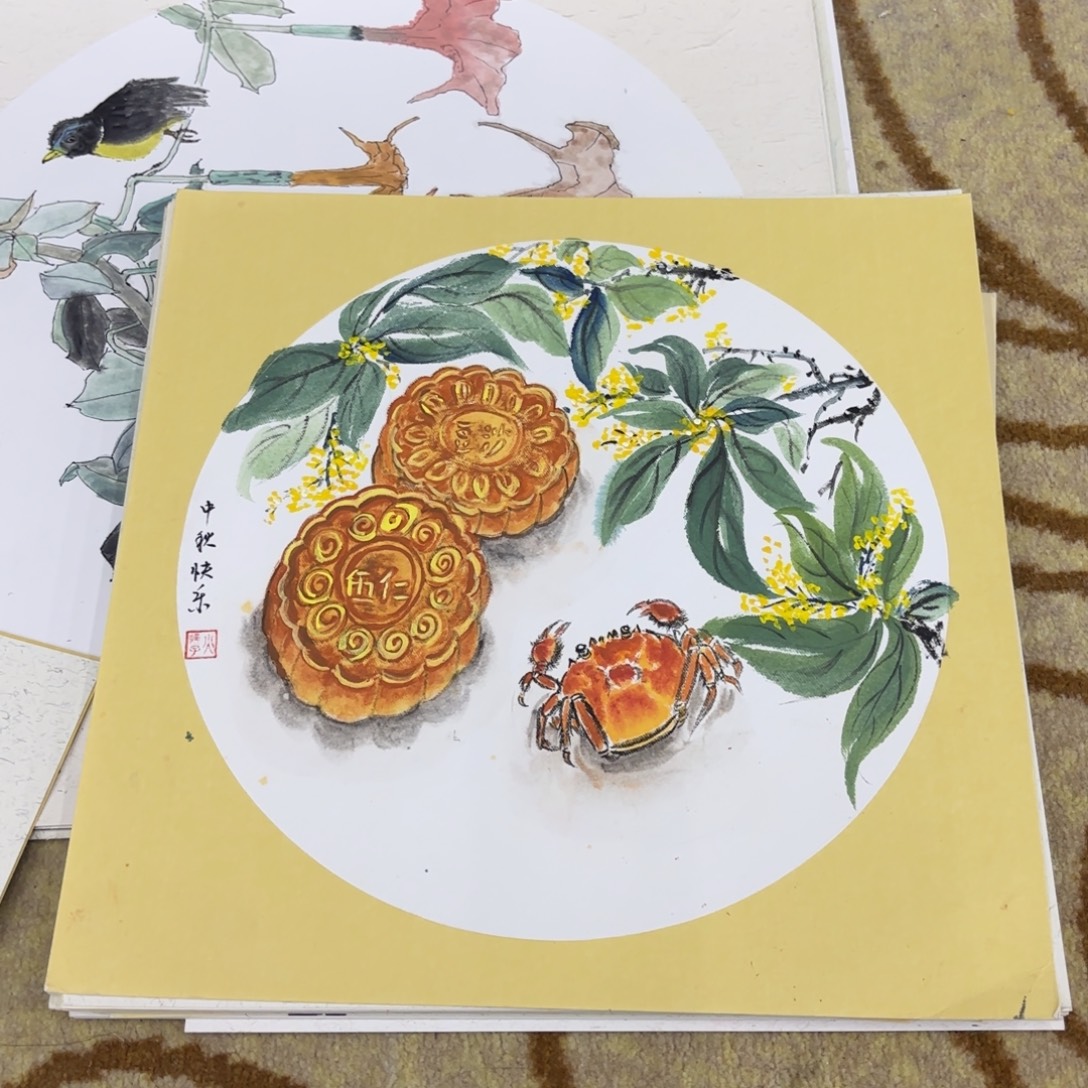 国画卡纸山水作品童