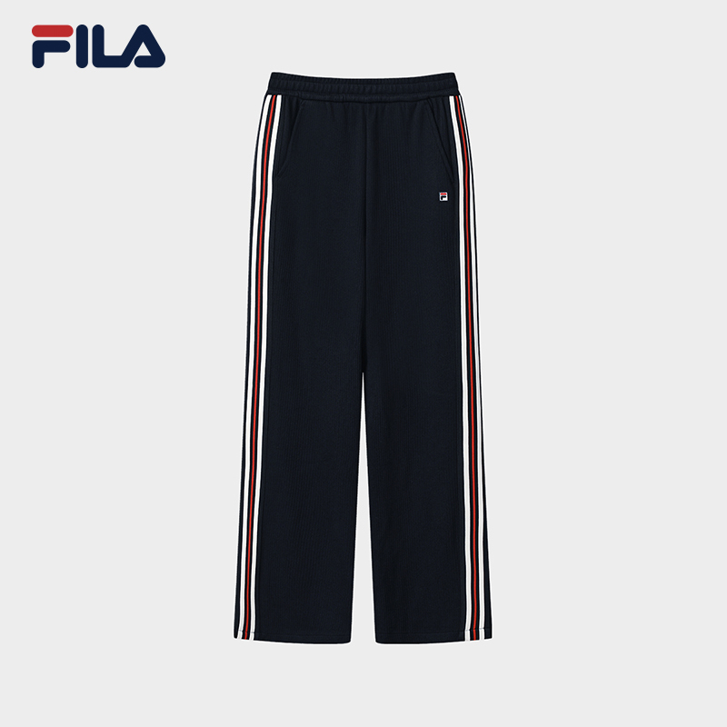 Fila/斐乐女子户外运动休闲舒适条纹直筒针织长裤 F11W548607F