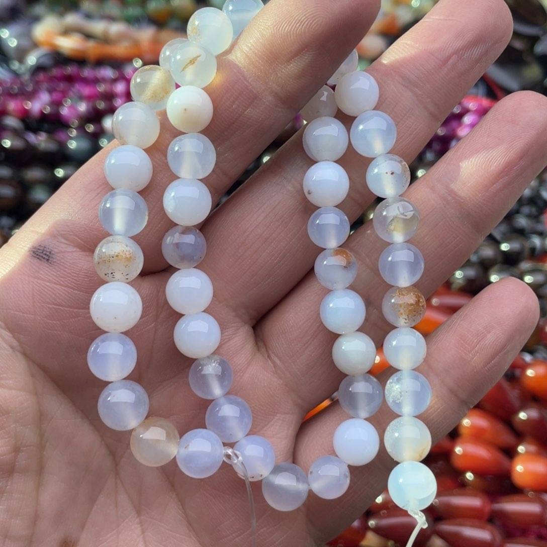 玛瑙/玉髓珠宝半成品未镶嵌一条装8mm飘花玛瑙