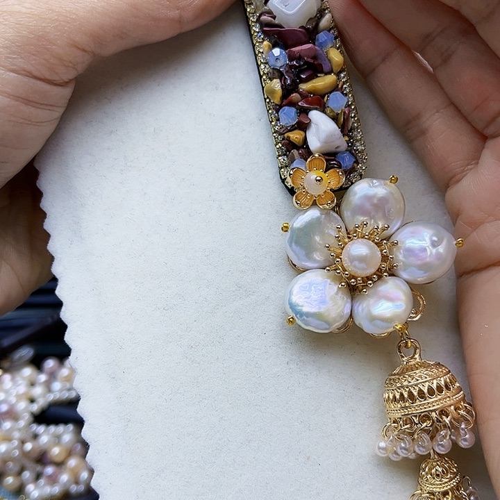 淡水珍珠耳饰银S925镶嵌