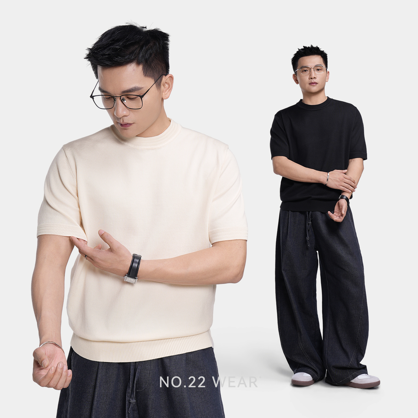 二十二号穿搭【老钱风 天丝T】夏季薄款正肩针织短袖t恤男圆领上衣
