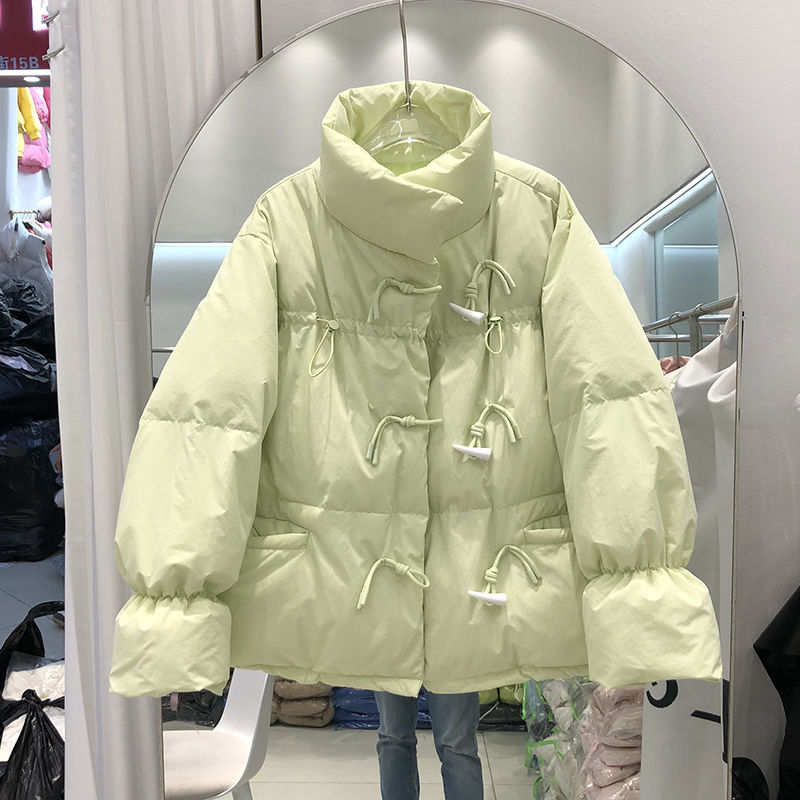 韩系宽松牛角扣加厚棉服女短款2024新款韩版宽松棉衣面包服外套潮