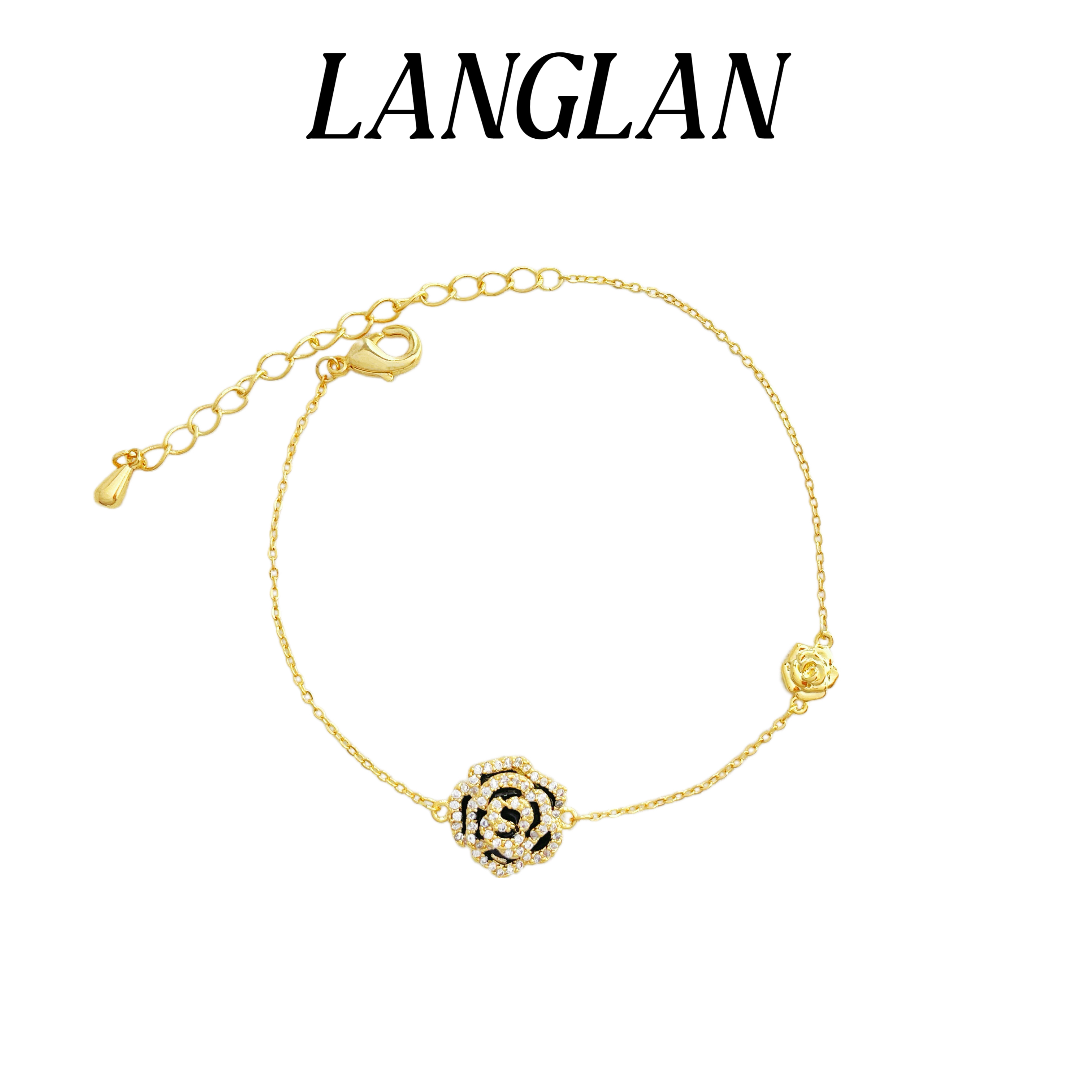 钛钢手链 金色满锆石花朵手链不掉色轻奢精致女生小众设计56